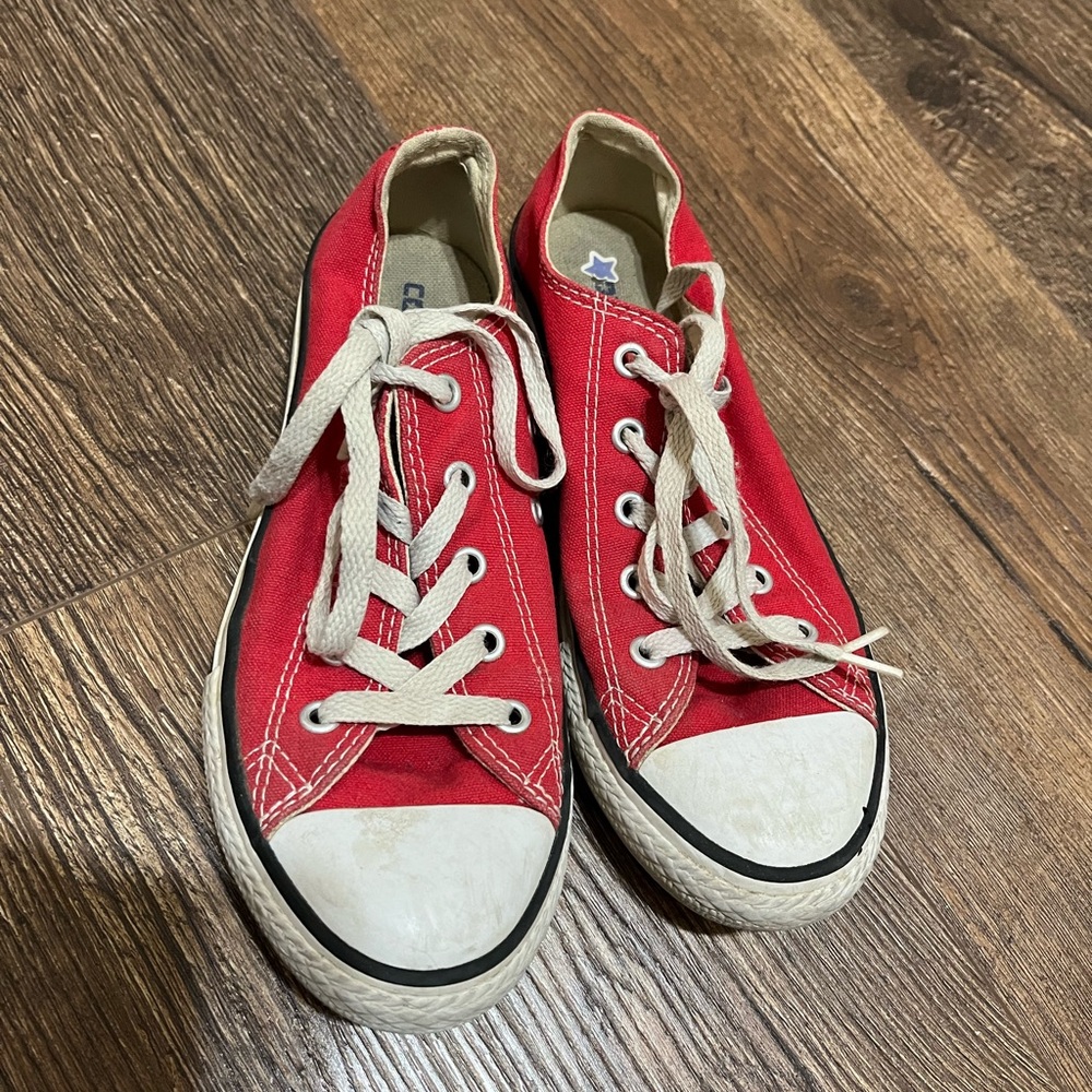 Converse Red Sneakers with White Laces and Rubber Toe Cap - Picture 4 of 7